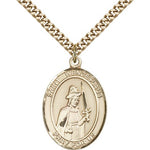 St. Wenceslaus Medal, Gold Filled, Large - 24&quot; 2.4mm Gold Plated Chain + Clasp