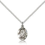 St. Theresa Medal, Sterling Silver - 18&quot; 1.2mm Sterling Silver Chain + Clasp