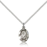 St. Theresa Medal, Sterling Silver - 18&quot; 1.2mm Sterling Silver Chain + Clasp
