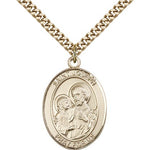 St. Joseph Medal, Gold Filled, Large - 24&quot; 2.4mm Gold Plated Chain + Clasp