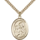 St. Joseph Medal, Gold Filled, Large - 24&quot; 2.4mm Gold Plated Chain + Clasp