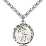Guardian Angel Medal, Sterling Silver - 24&quot; 2.4mm Rhodium Plate Endless Chain