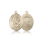 St. Michael National Guard Medal, 14 Karat Gold, Medium - 14 KT Yellow Gold