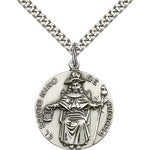 St. Ni&amp;Atilde;&amp;plusmn;o De Atocha Medal, Sterling Silver - 24&quot; 2.4mm Rhodium Plate Endless Chain