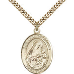 Our Lady of Grapes Medal, Gold Filled, Large - 24&quot; 2.4mm Gold Plated Chain + Clasp
