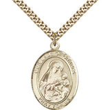 Our Lady of Grapes Medal, Gold Filled, Large - 24&quot; 2.4mm Gold Plated Chain + Clasp