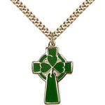 Celtic Cross Pendant, Gold Filled - 24&quot; 2.4mm Gold Plated Endless Chain