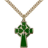 Celtic Cross Pendant, Gold Filled - 24&quot; 2.4mm Gold Plated Endless Chain