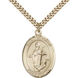 St. Clement Medal, Gold Filled, Large - 24&quot; 2.4mm Gold Plated Chain + Clasp