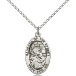 Madonna of the Street Medal, Sterling Silver - 18&quot; 1.2mm Sterling Silver Chain + Clasp