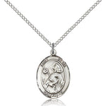 St. Kevin Medal, Sterling Silver, Medium - 18&quot; 1.2mm Sterling Silver Chain + Clasp