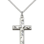 Cross Pendant, Sterling Silver - 18&quot; 1.2mm Sterling Silver Chain + Clasp