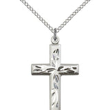 Cross Pendant, Sterling Silver - 18&quot; 1.2mm Sterling Silver Chain + Clasp