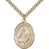 St. Catherine of Sweden Medal, Gold Filled, Large - 24&quot; 2.4mm Gold Plated Chain + Clasp
