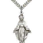 Miraculous Medal, Sterling Silver - 24&quot; 2.4mm Rhodium Plate Endless Chain