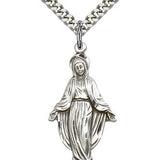 Miraculous Medal, Sterling Silver - 24&quot; 2.4mm Rhodium Plate Endless Chain