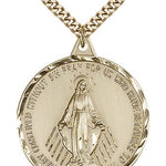 Miraculous Medal, Gold Filled - 24&quot; 2.4mm Gold Plated Endless Chain