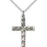 Cross Pendant, Sterling Silver - 18&quot; 1.2mm Sterling Silver Chain + Clasp