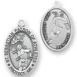 Oval Men's St. Sebastian Lacrosse Necklace With Chain