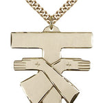 Franciscan Cross Pendant, Gold Filled - 24&quot; 2.4mm Gold Plated Endless Chain