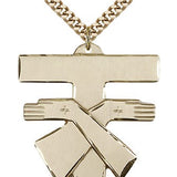 Franciscan Cross Pendant, Gold Filled - 24&quot; 2.4mm Gold Plated Endless Chain