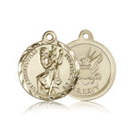 St. Christopher Navy Medal, 14 Karat Gold - 14 KT Yellow Gold