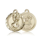St. Christopher Navy Medal, 14 Karat Gold - 14 KT Yellow Gold