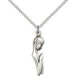 Madonna Medal, Sterling Silver - 18&quot; 1.2mm Sterling Silver Chain + Clasp
