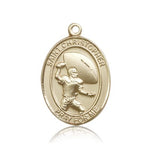 St. Christopher Football Medal, 14 Karat Gold, Large - 14 KT Yellow Gold