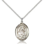 St. Gertrude of Nivelles Medal, Sterling Silver, Medium - 18&quot; 1.2mm Sterling Silver Chain + Clasp