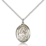 St. Gertrude of Nivelles Medal, Sterling Silver, Medium - 18&quot; 1.2mm Sterling Silver Chain + Clasp