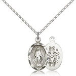Miraculous Medal, Sterling Silver - 18&quot; 1.2mm Sterling Silver Chain + Clasp