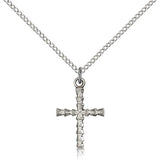 Cross Pendant, Sterling Silver - 18&quot; 1.2mm Sterling Silver Chain + Clasp