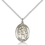 St. Felicity Medal, Sterling Silver, Medium - 18&quot; 1.2mm Sterling Silver Chain + Clasp
