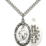 Miraculous Medal, Sterling Silver - 24&quot; 2.4mm Rhodium Plate Endless Chain