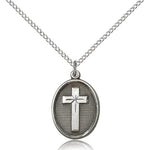 Cross Pendant, Sterling Silver - 18&quot; 1.2mm Sterling Silver Chain + Clasp