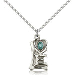 Miraculous Medal, Sterling Silver - 18&quot; 1.2mm Sterling Silver Chain + Clasp