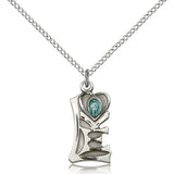 Miraculous Medal, Sterling Silver - 18&quot; 1.2mm Sterling Silver Chain + Clasp