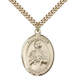 St. Kateri Medal, Gold Filled, Large - 24&quot; 2.4mm Gold Plated Chain + Clasp