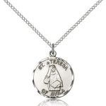 St. Theresa Medal, Sterling Silver - 18&quot; 1.2mm Sterling Silver Chain + Clasp