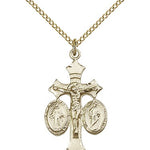 Jesus, Mary and Joseph Medal, Gold Filled - Gold-tone