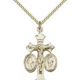 Jesus, Mary and Joseph Medal, Gold Filled - Gold-tone
