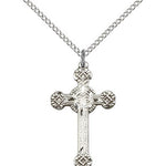 Cross Pendant, Sterling Silver - 18&quot; 1.2mm Sterling Silver Chain + Clasp