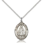 Infant of Prague Medal, Sterling Silver, Medium - 18&quot; 1.2mm Sterling Silver Chain + Clasp
