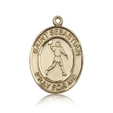 St. Sebastian Football Medal, 14 Karat Gold, Large - 14 KT Yellow Gold