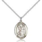 St. Roch Medal, Sterling Silver, Medium - 18&quot; 1.2mm Sterling Silver Chain + Clasp