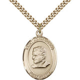 St. John Bosco Medal, Gold Filled, Large - 24&quot; 2.4mm Gold Plated Chain + Clasp