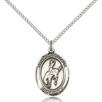 St. Christopher Rodeo Medal, Sterling Silver, Medium - 18&quot; 1.2mm Sterling Silver Chain + Clasp