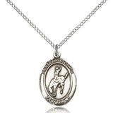 St. Christopher Rodeo Medal, Sterling Silver, Medium - 18&quot; 1.2mm Sterling Silver Chain + Clasp