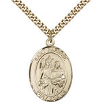 St. Raphael the Archangel Medal, Gold Filled, Large - 24&quot; 2.4mm Gold Plated Chain + Clasp